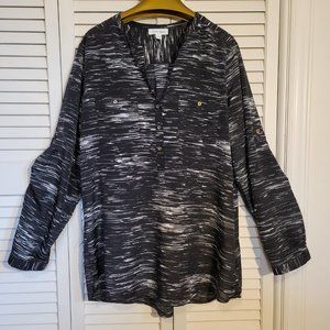 Calvin Klein pullover blouse, black/white, size Large